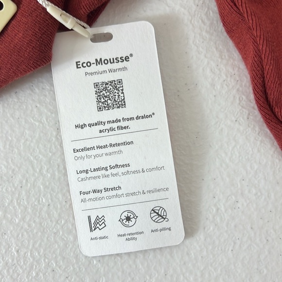 OGL Sz S Brami Long Sleeve Top Boat Neck Move Light Thermal Heat Tech Red/Brown - Picture 8 of 8